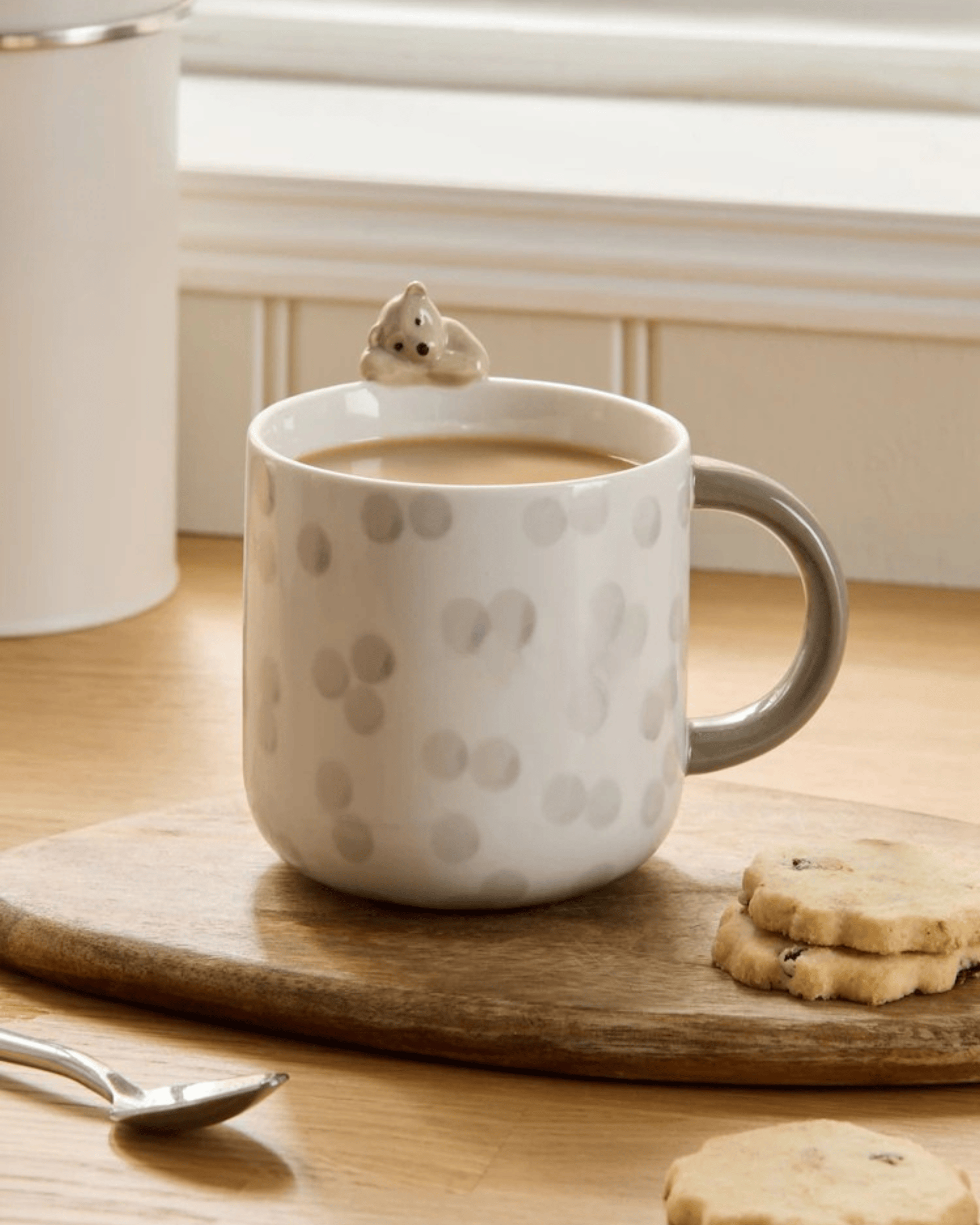 3D Bear-Climbing Terracotta Mug Hand-Applied Figurine Stoneware