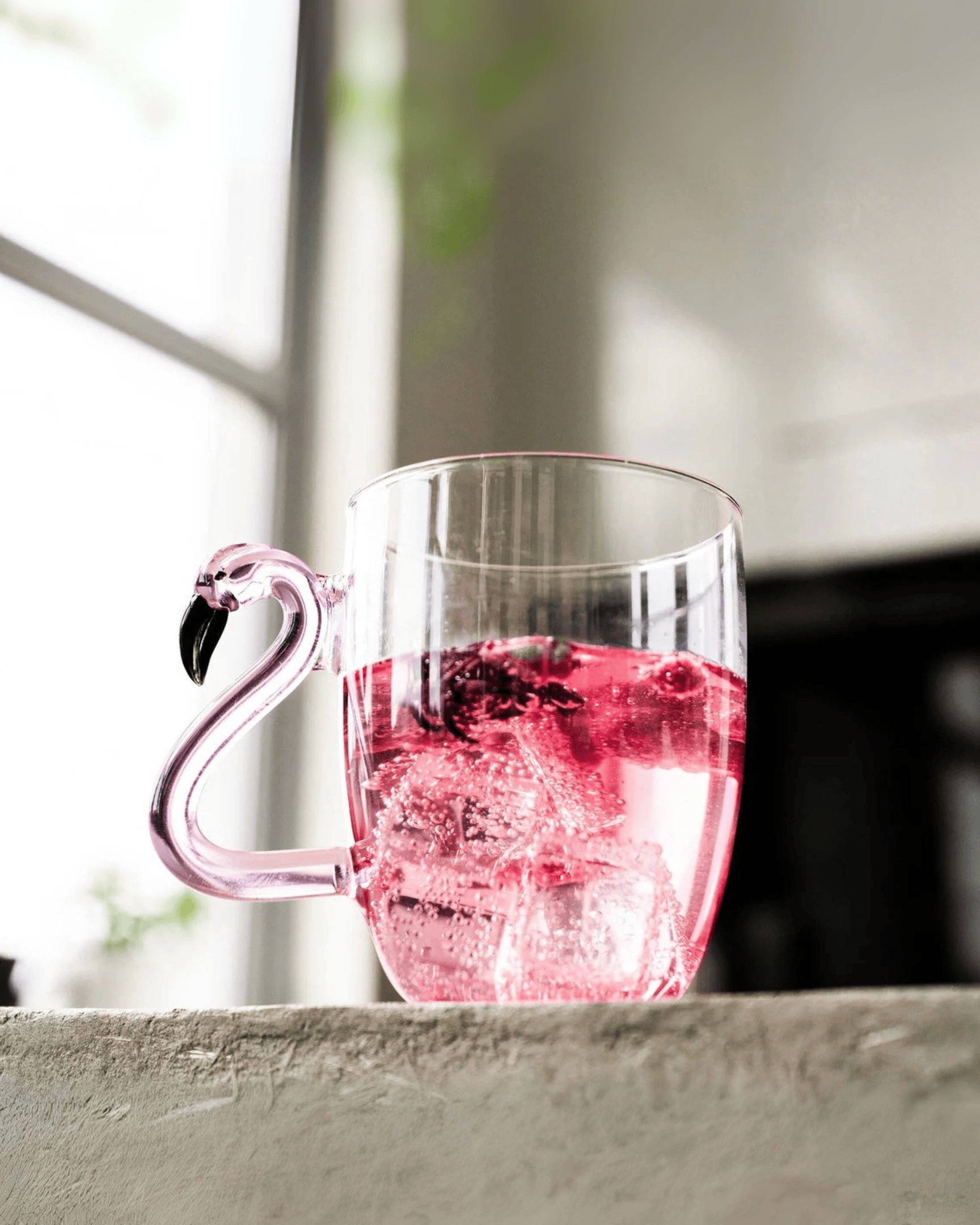 Crystal Clear Art Sculpted Hand-Blown Flamingo Glass Mugs Set