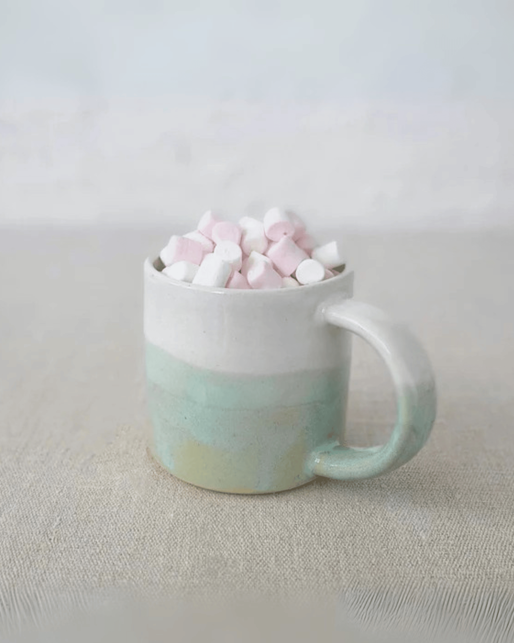 Hand-Dipped Porcelain Mug Two-Tone Glaze in Cream & Mint Aqua